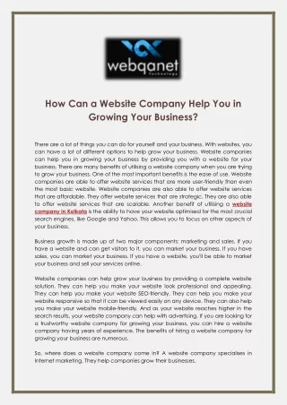 how can a website company help you in growing