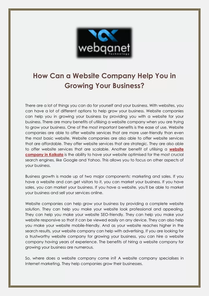 how can a website company help you in growing