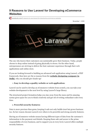 9 reasons to use laravel for developing ecommerce