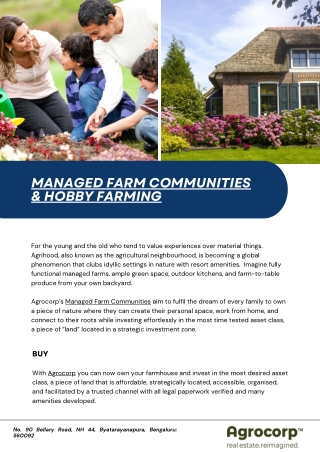 Managed farm communities & hobby farming