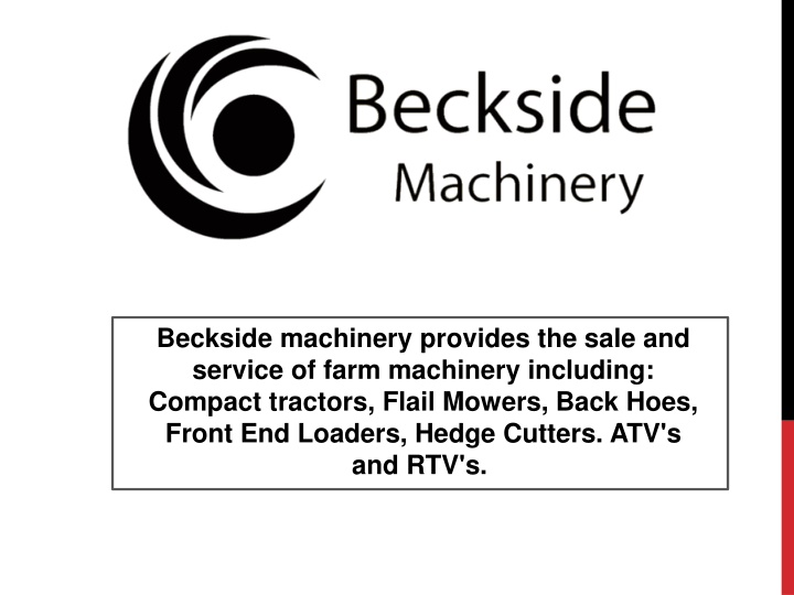 beckside machinery provides the sale and service
