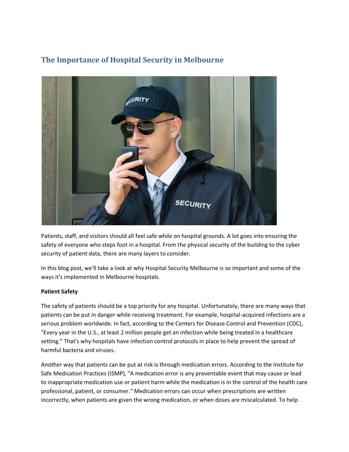 the importance of hospital security in melbourne