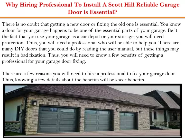 why hiring professional to install a scott hill