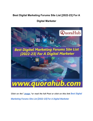 Best Digital Marketing Forums Site List [2022-23] For A Digital Marketer