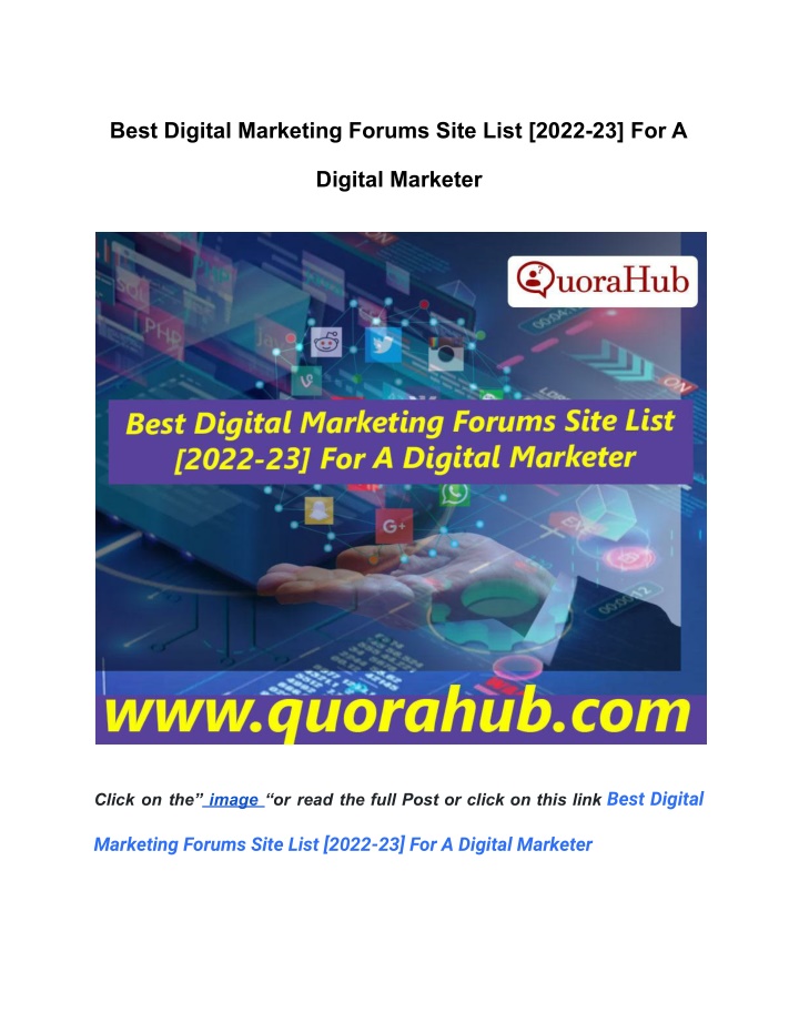 best digital marketing forums site list 2022