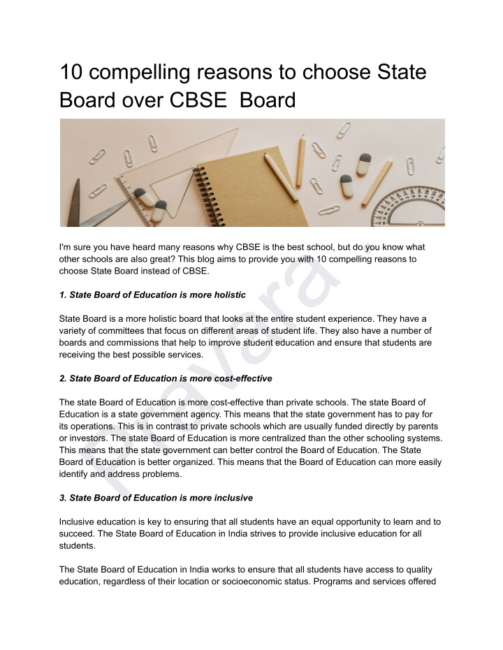 10 compelling reasons to choose state board over