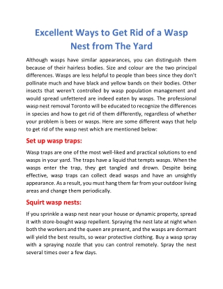 Excellent ways to get rid of a wasp nest from the yard