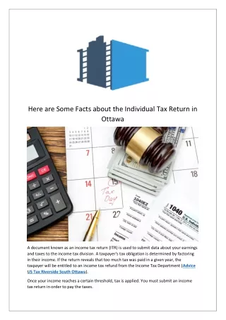 Here are Some Facts about the Individual Tax Return in Ottawa
