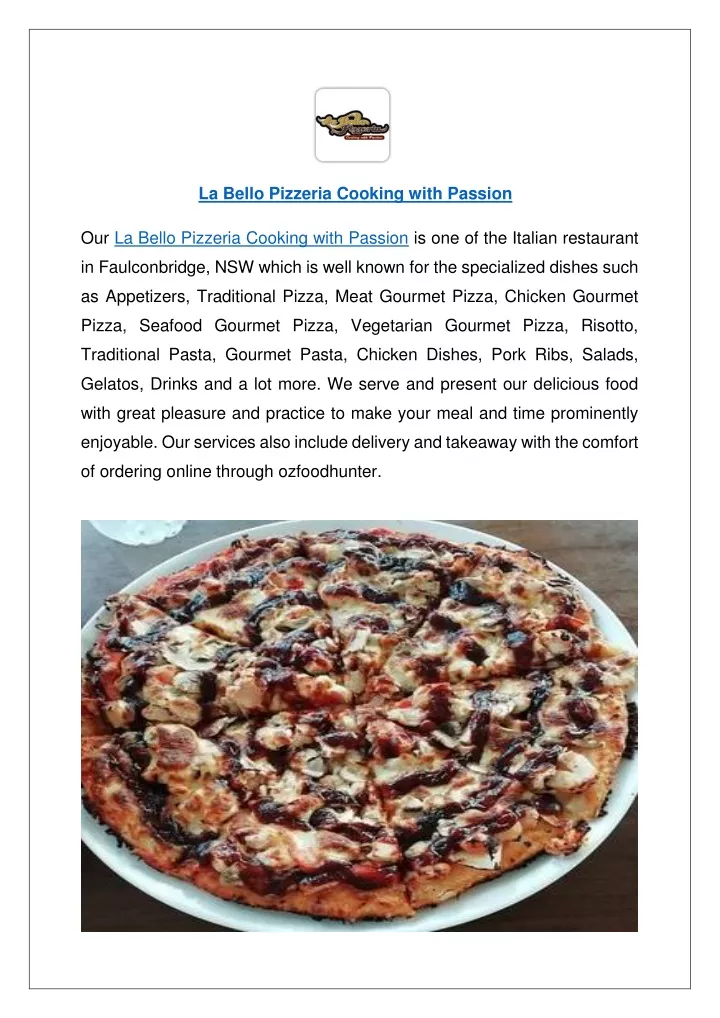 la bello pizzeria cooking with passion
