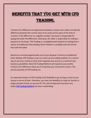 benefits that you get with cfd benefits that