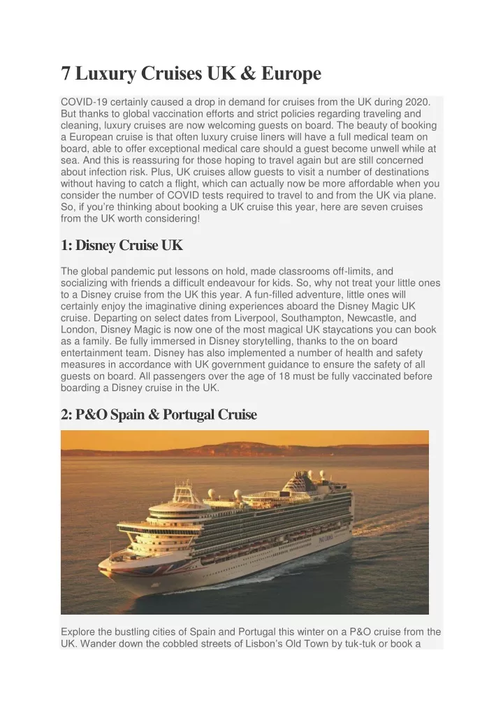 7 luxury cruises uk europe