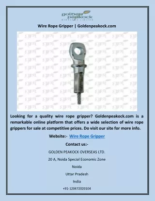 wire rope gripper goldenpeakock com