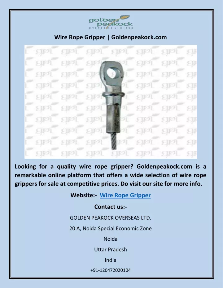 wire rope gripper goldenpeakock com