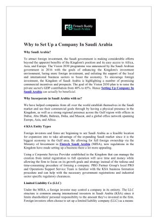 Why to Set Up a Company In Saudi Arabia