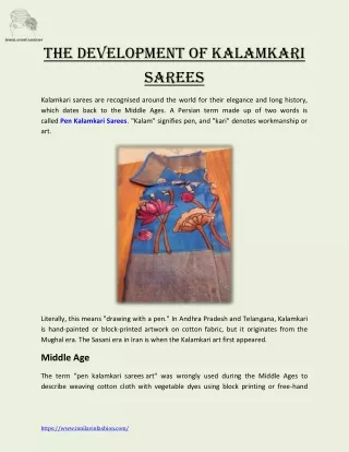The Development of Kalamkari Sarees