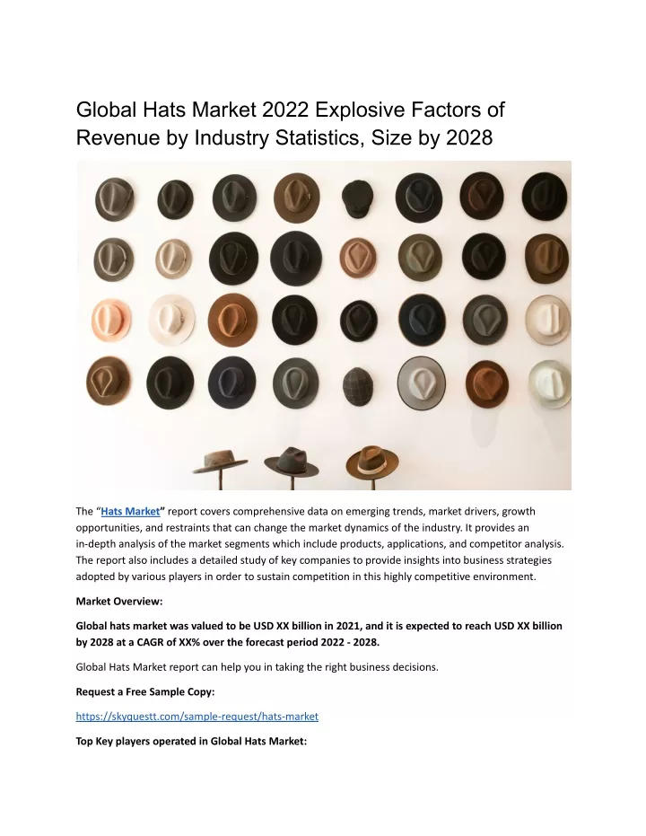 global hats market 2022 explosive factors