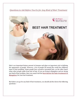 Questions to Ask Before You Go for Any Kind of Hair Treatment
