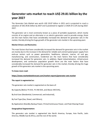 generator sets market to reach us 29 81 billion