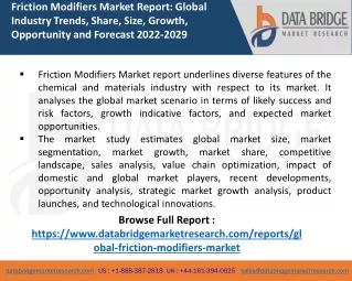 Friction Modifiers Market