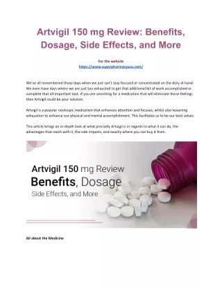 Artvigil 150 mg Review_ Benefits, Dosage, Side Effects, and More.docx