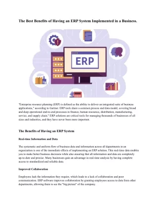 the best benefits of having an erp system
