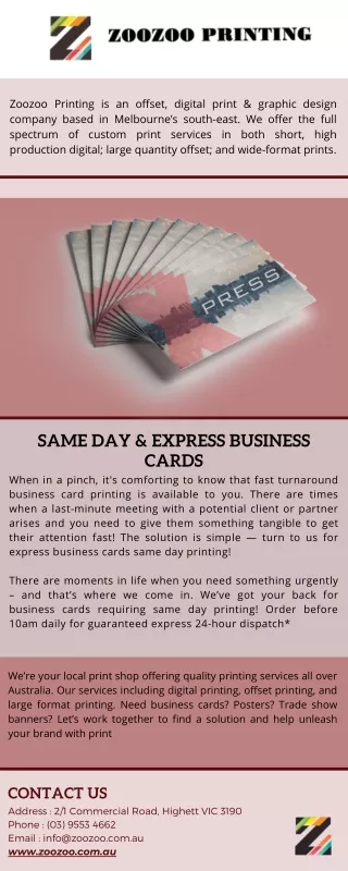 Business Cards Same Day Printing Services for Businesses That Don’t Wait Around