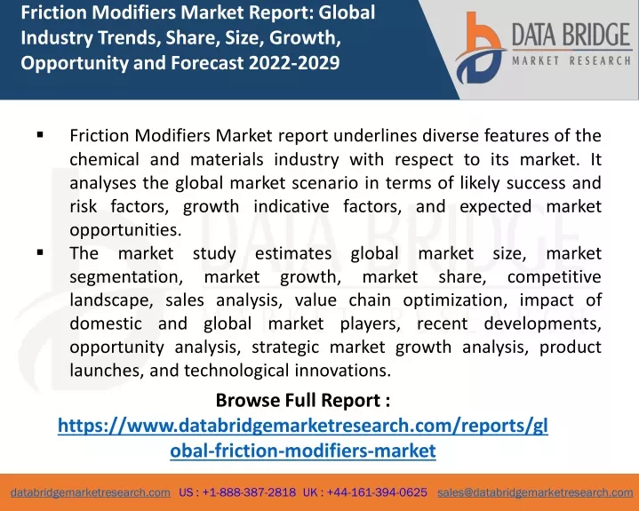 friction modifiers market report global industry