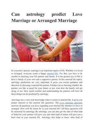 Can astrology predict Love Marriage or Arranged Marriage