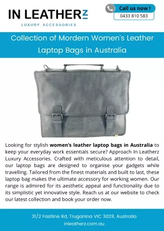 Collection of Mordern Women’s Leather Laptop Bags in Australia