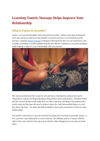 Learning Tantric Massage Helps Improve Your Relationship