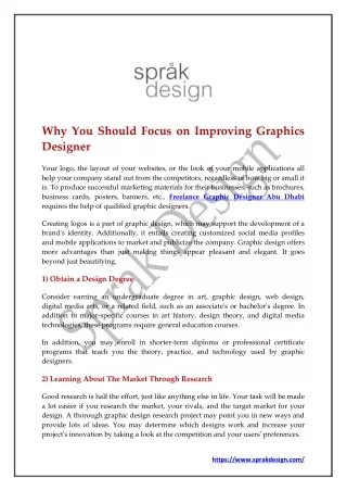 Why You Should Focus on Improving Graphics Designer