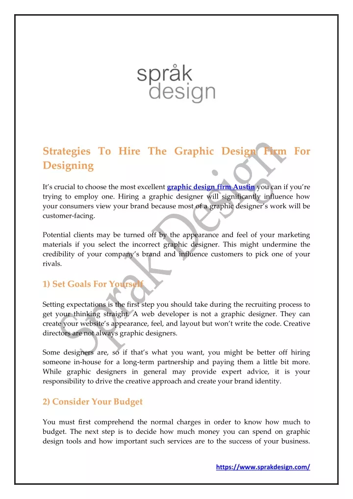 strategies to hire the graphic design firm