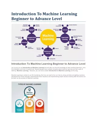 introduction to machine learning beginner