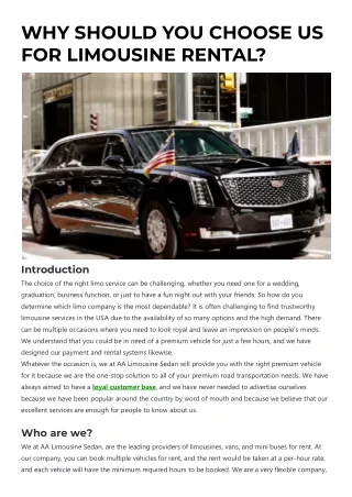 WHY SHOULD YOU CHOOSE US FOR LIMOUSINE RENTAL