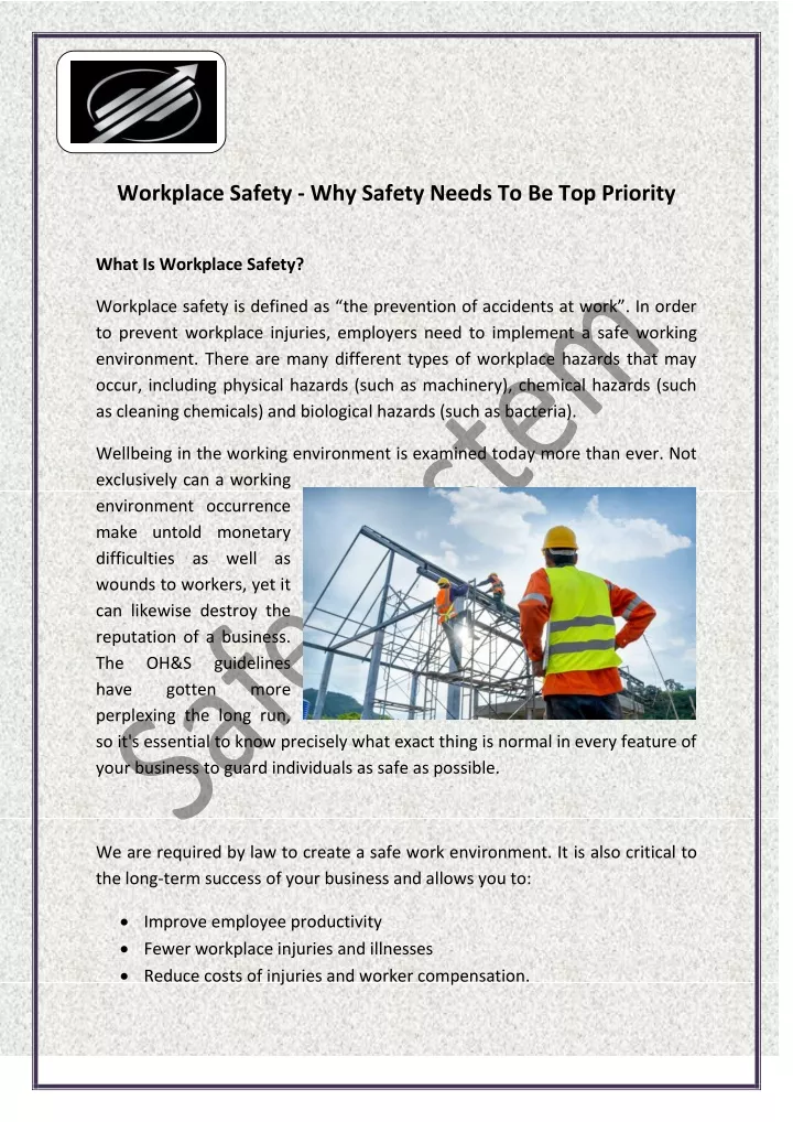 workplace safety why safety needs