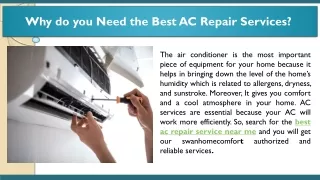 Why do you Need the Best AC Repair Services