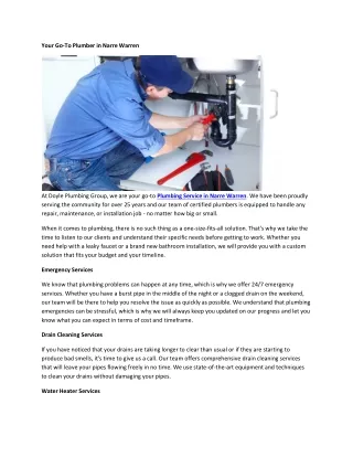 your go to plumber in narre warren