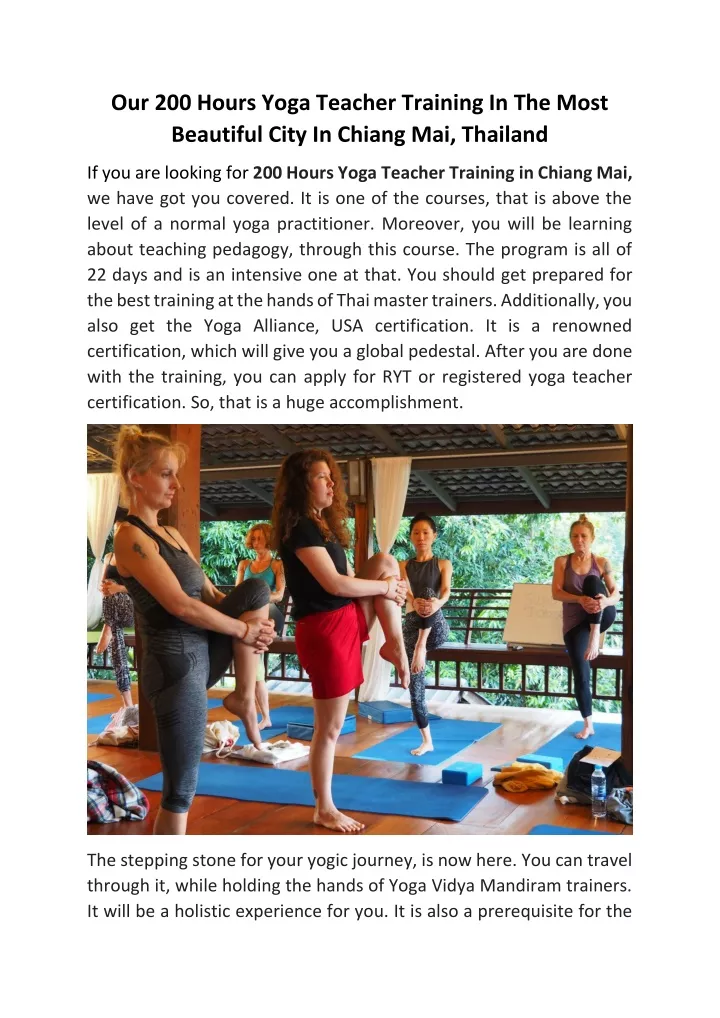 our 200 hours yoga teacher training in the most