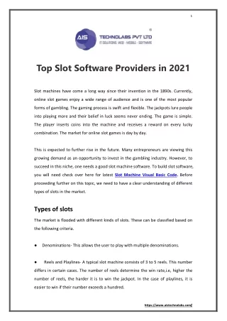 Top Slot Software Providers in 2021