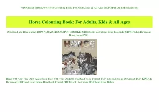 Download EBOoK@ Horse Colouring Book For Adults  Kids & All Ages [PDF EPuB AudioBook Ebook]
