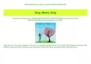 READ [EBOOK] Sing  Mama  Sing PDF EBOOK DOWNLOAD