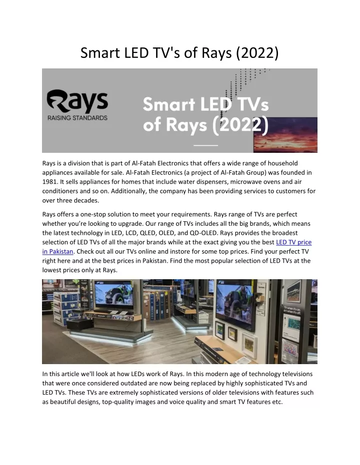 smart led tv s of rays 2022