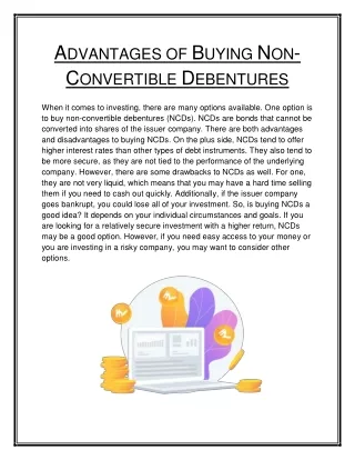 Advantages of Buying Non-Convertible Debentures