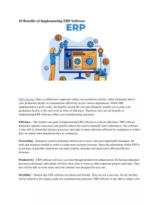 10 benefits of implementing erp software
