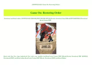 {DOWNLOAD} Game On Restoring Order (E.B.O.O.K. DOWNLOAD^