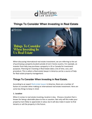 Things To Consider When Investing in Real Estate