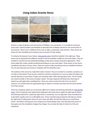 using indian granite stone
