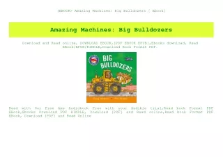 (EBOOK Amazing Machines Big Bulldozers [ Ebook]