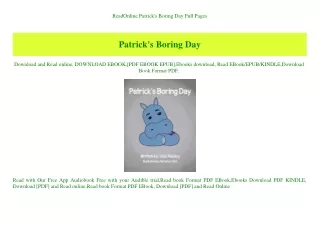 ReadOnline Patrick's Boring Day Full Pages