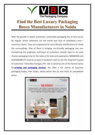 Find the Best Luxury Packaging Boxes Manufacturers in Noida